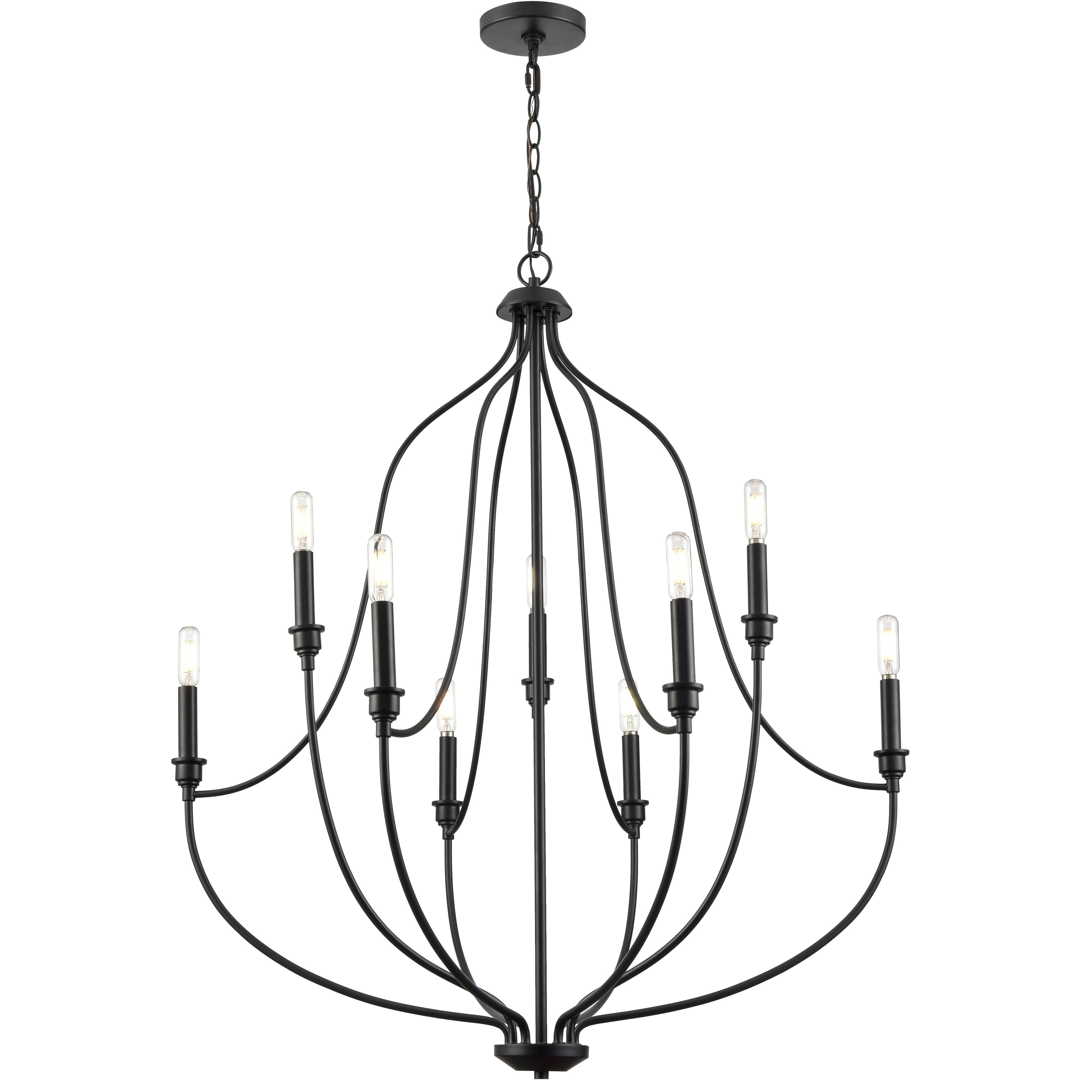 Senoia 9 Light 32.5 inch Matte Black Chandelier Ceiling Light